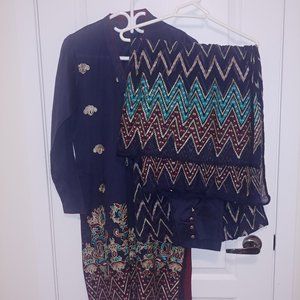 Cotton Shirt Trouser with full embordered Shiffon Dupatta